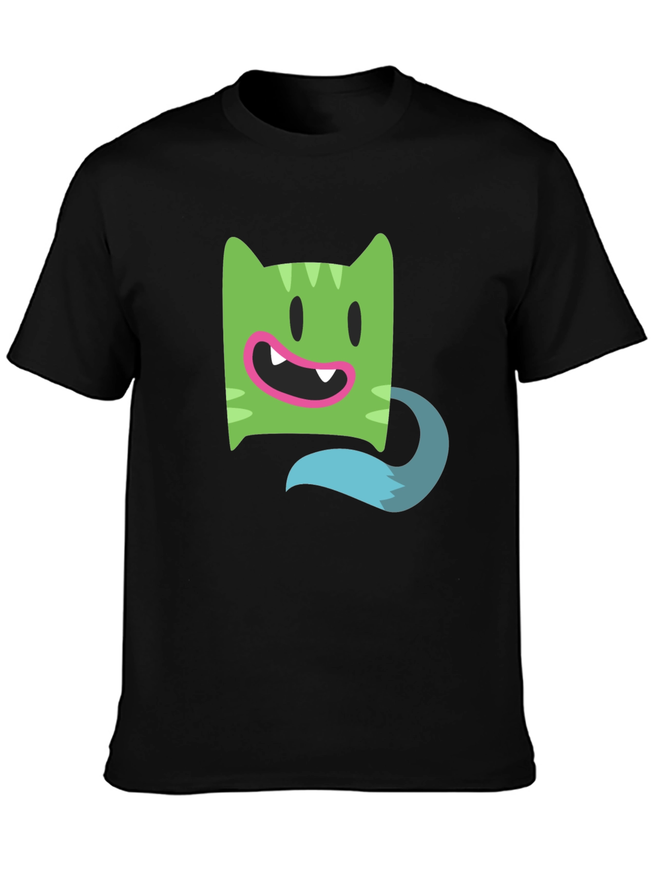 Cartoon Character Black Cotton T-Shirt