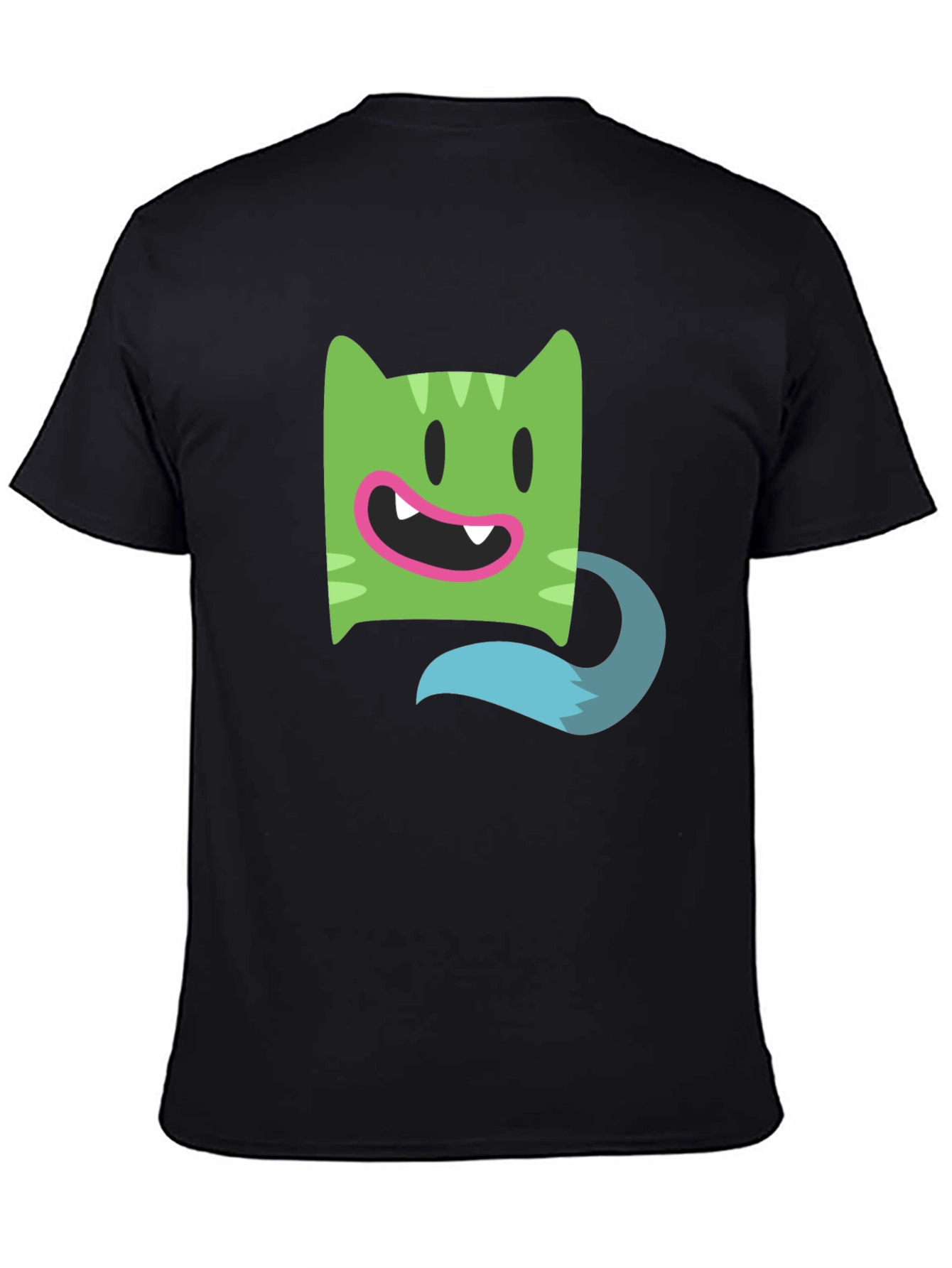 Cartoon Character Black Cotton T-Shirt