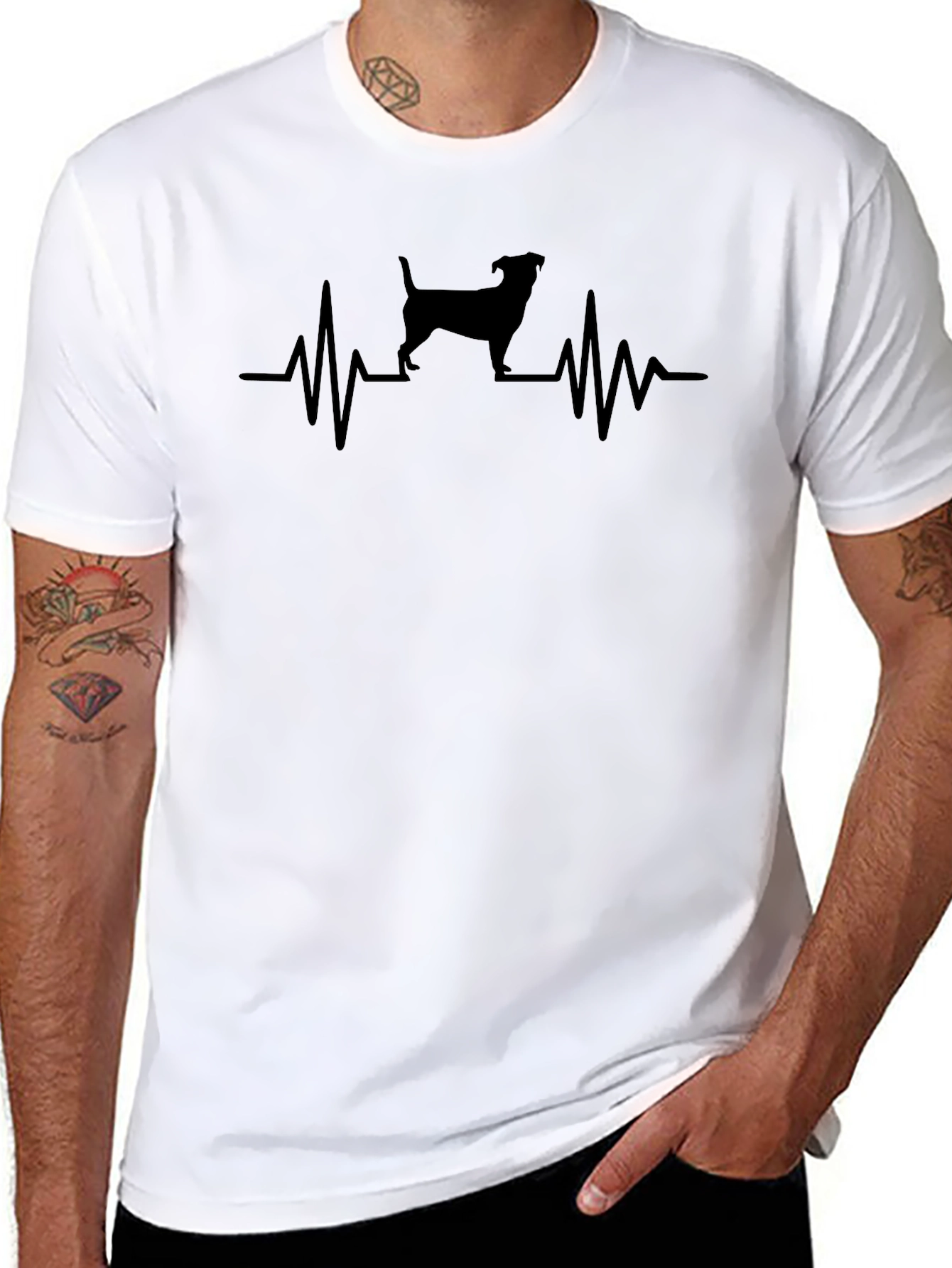 Dog Heartbeat T-Shirt - Black Graphic Tee
