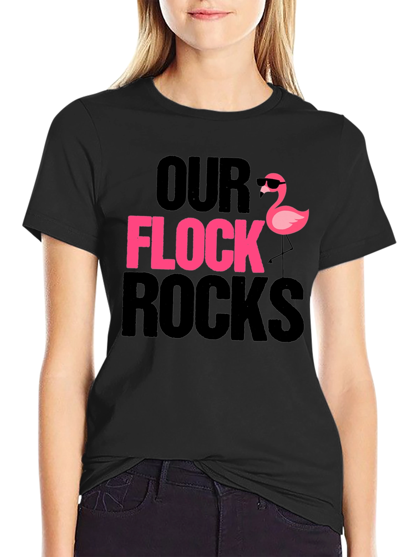 Our Flock Rocks T-Shirt - Novelty Graphic Tee