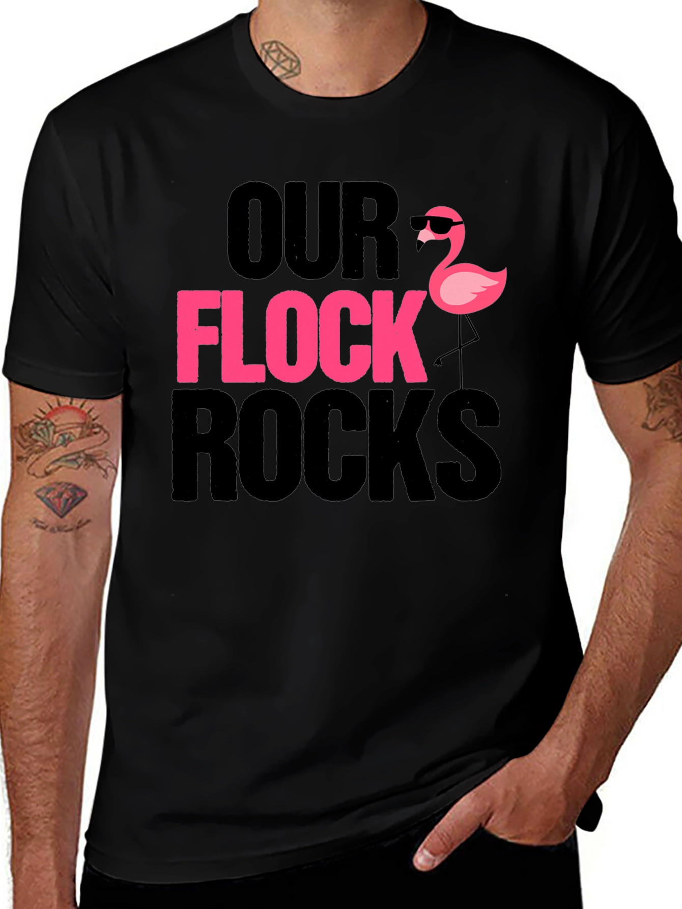 Our Flock Rocks T-Shirt - Novelty Graphic Tee