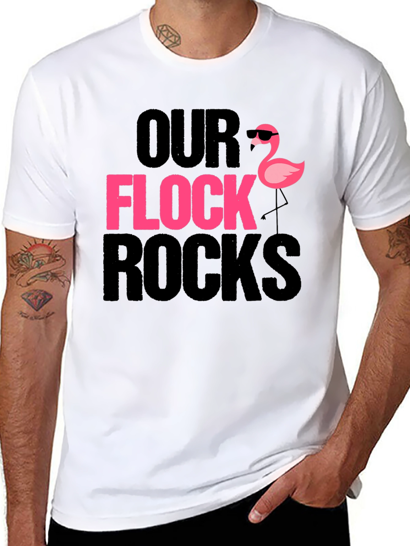 Our Flock Rocks T-Shirt - Novelty Graphic Tee