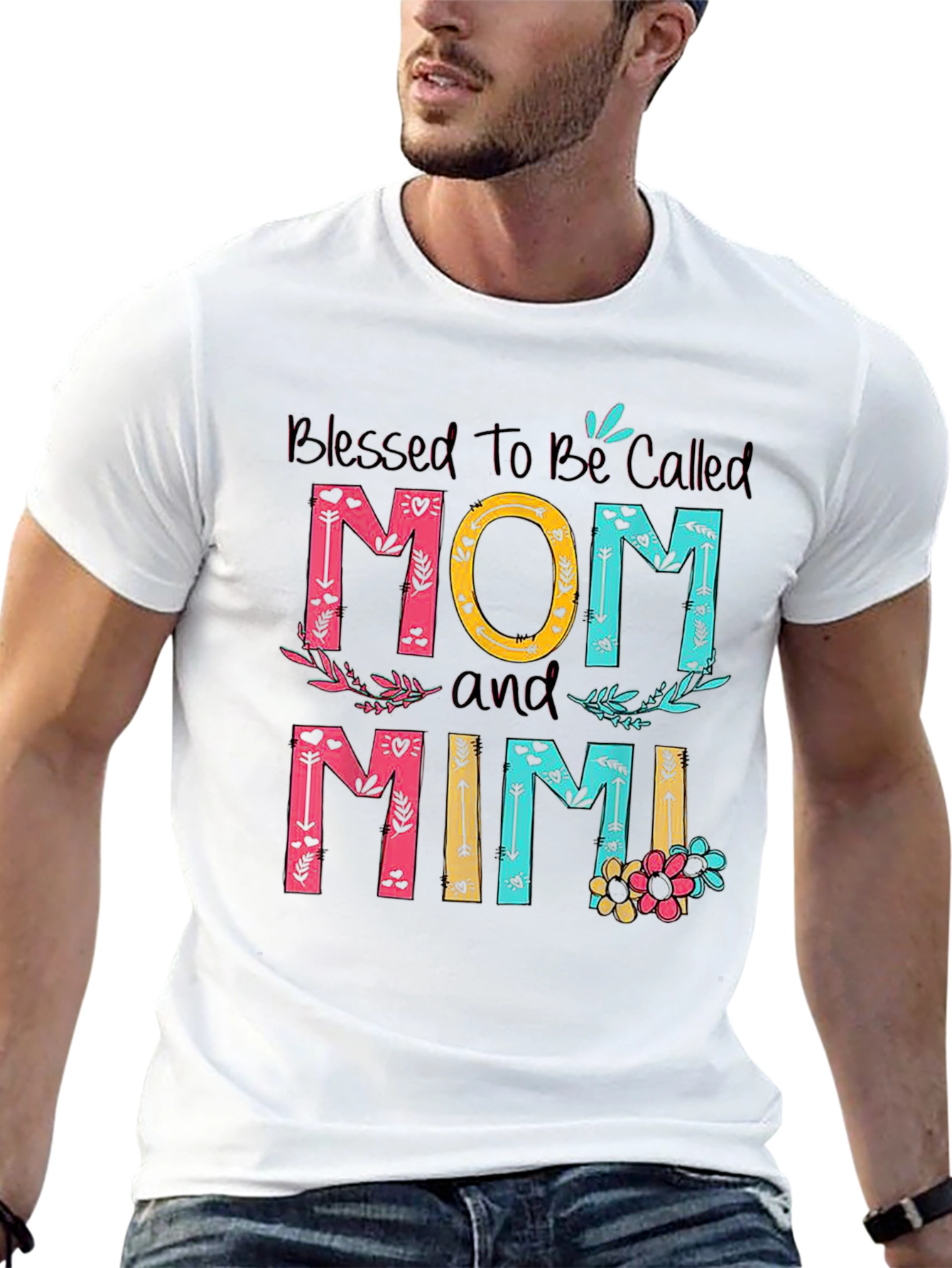 Blessed Mom and Mimi T-Shirt - Floral Design