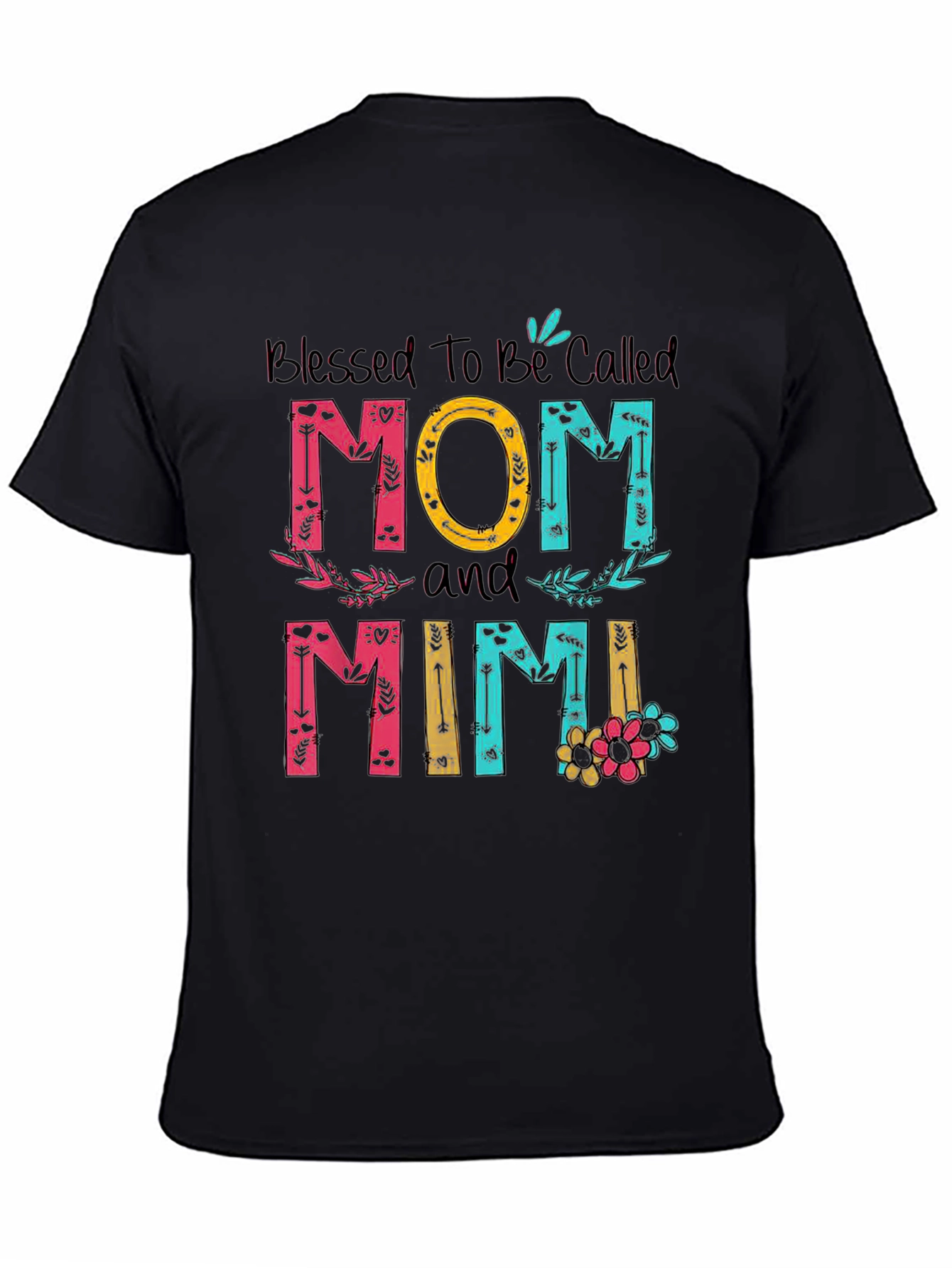 Blessed Mom and Mimi T-Shirt - Floral Design