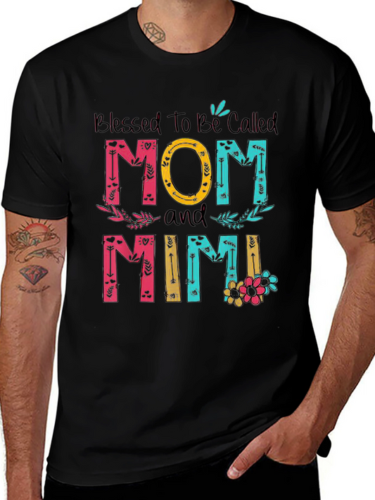 Blessed Mom and Mimi T-Shirt - Floral Design