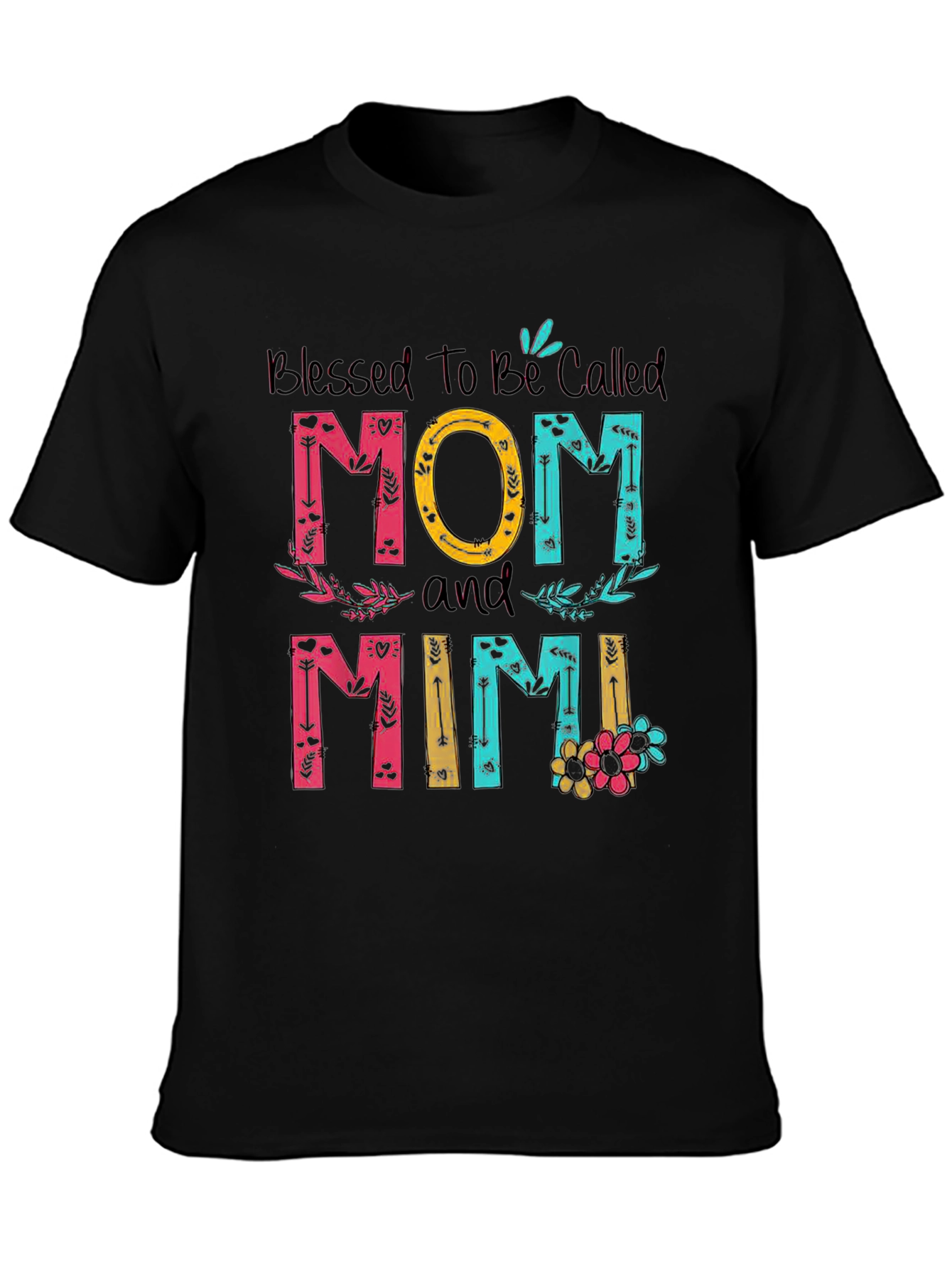 Blessed Mom and Mimi T-Shirt - Floral Design