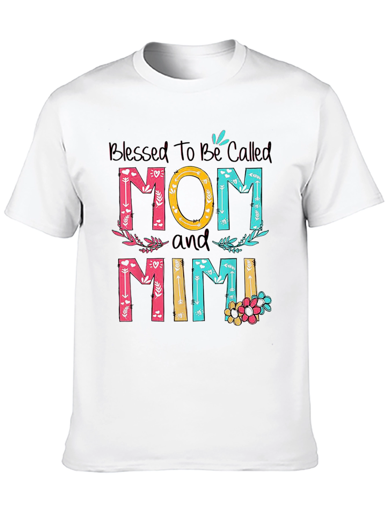 Blessed Mom and Mimi T-Shirt - Floral Design