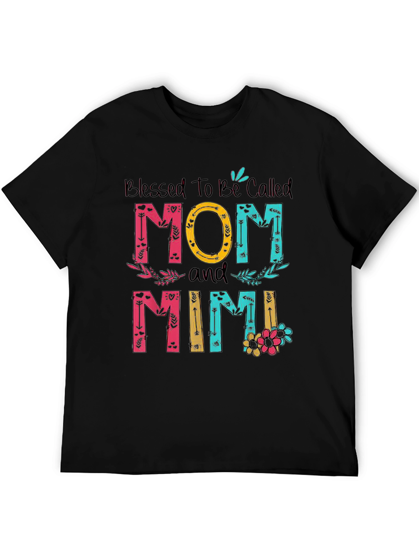 Blessed Mom and Mimi T-Shirt - Floral Design