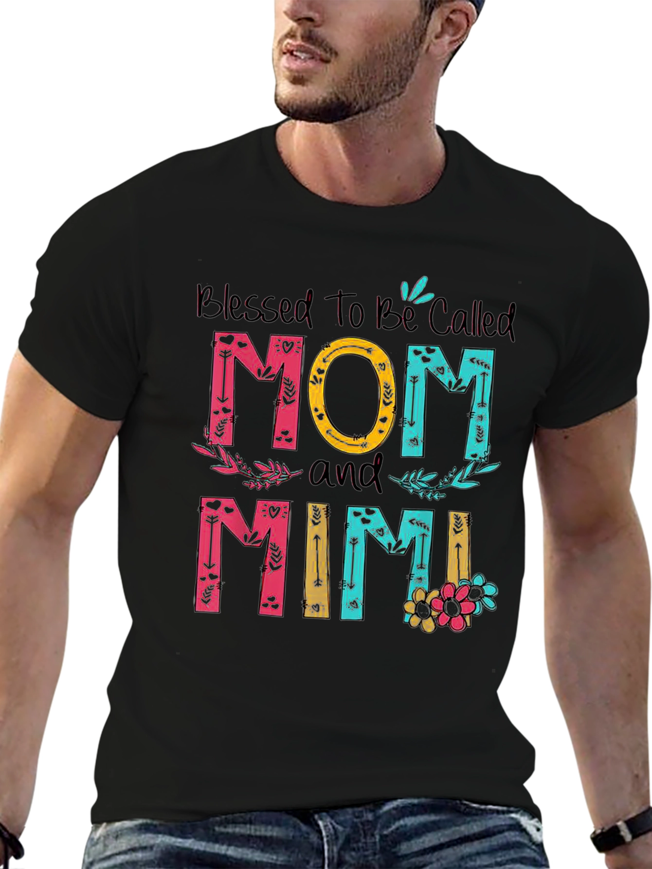 Blessed Mom and Mimi T-Shirt - Floral Design