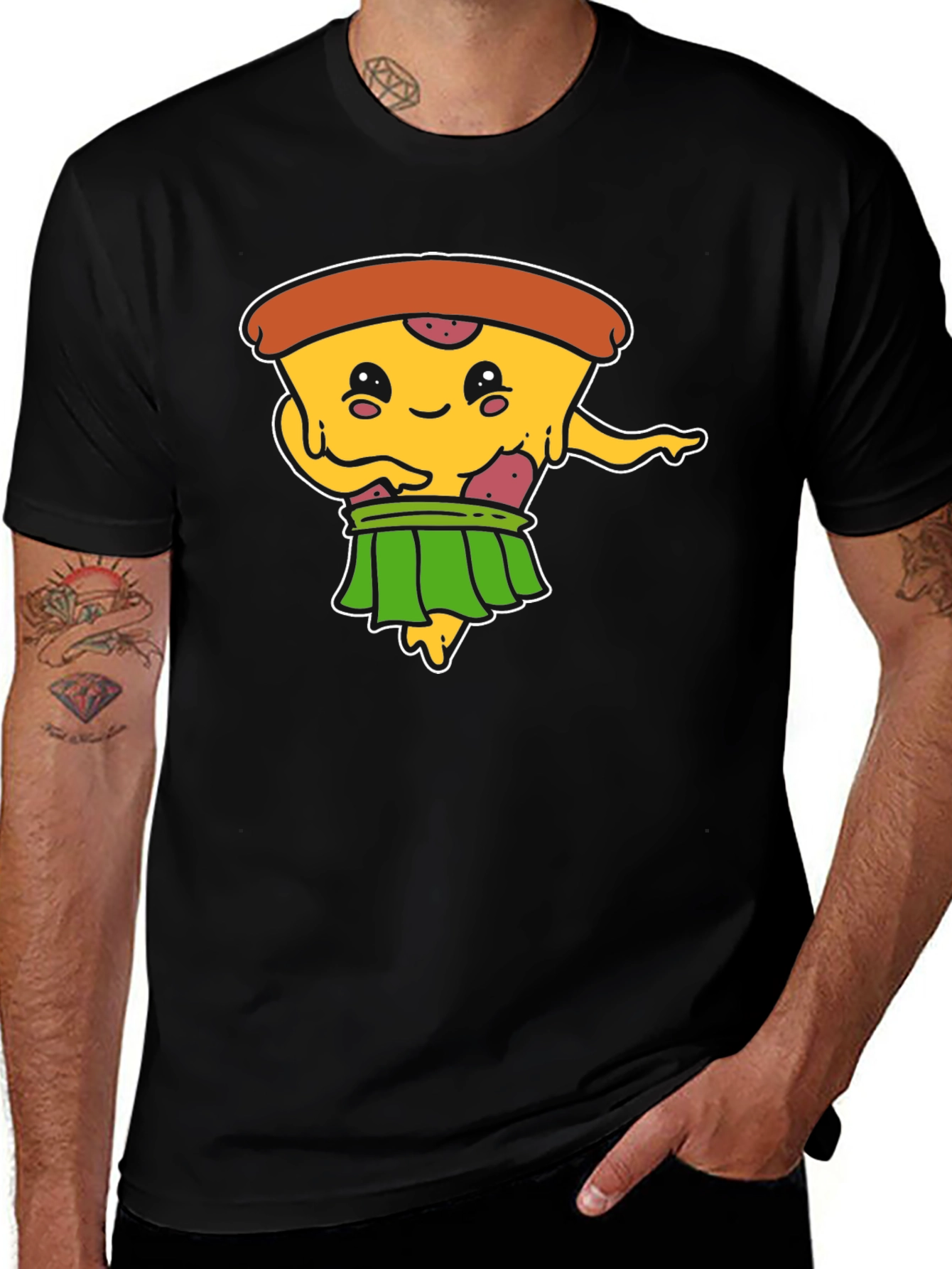 Pizza Hula Dancer Black T-Shirt