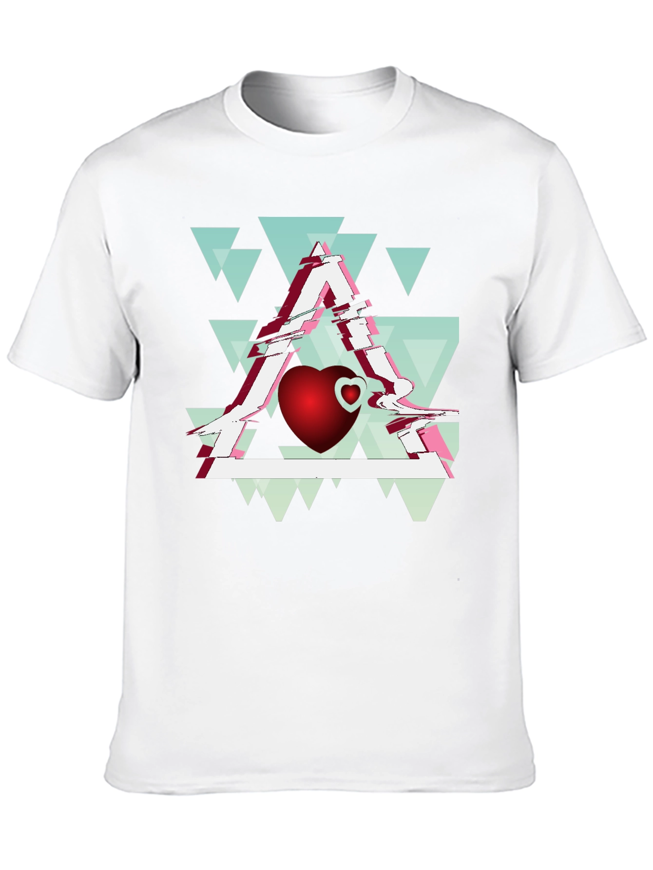 Abstract Heart & Triangle Graphic Tee - Modern Style