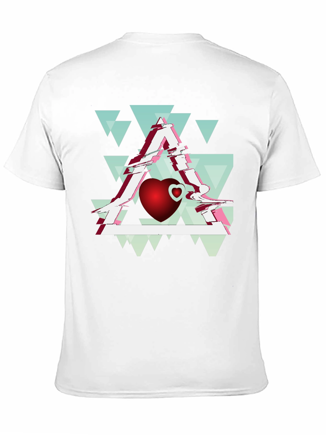 Abstract Heart & Triangle Graphic Tee - Modern Style