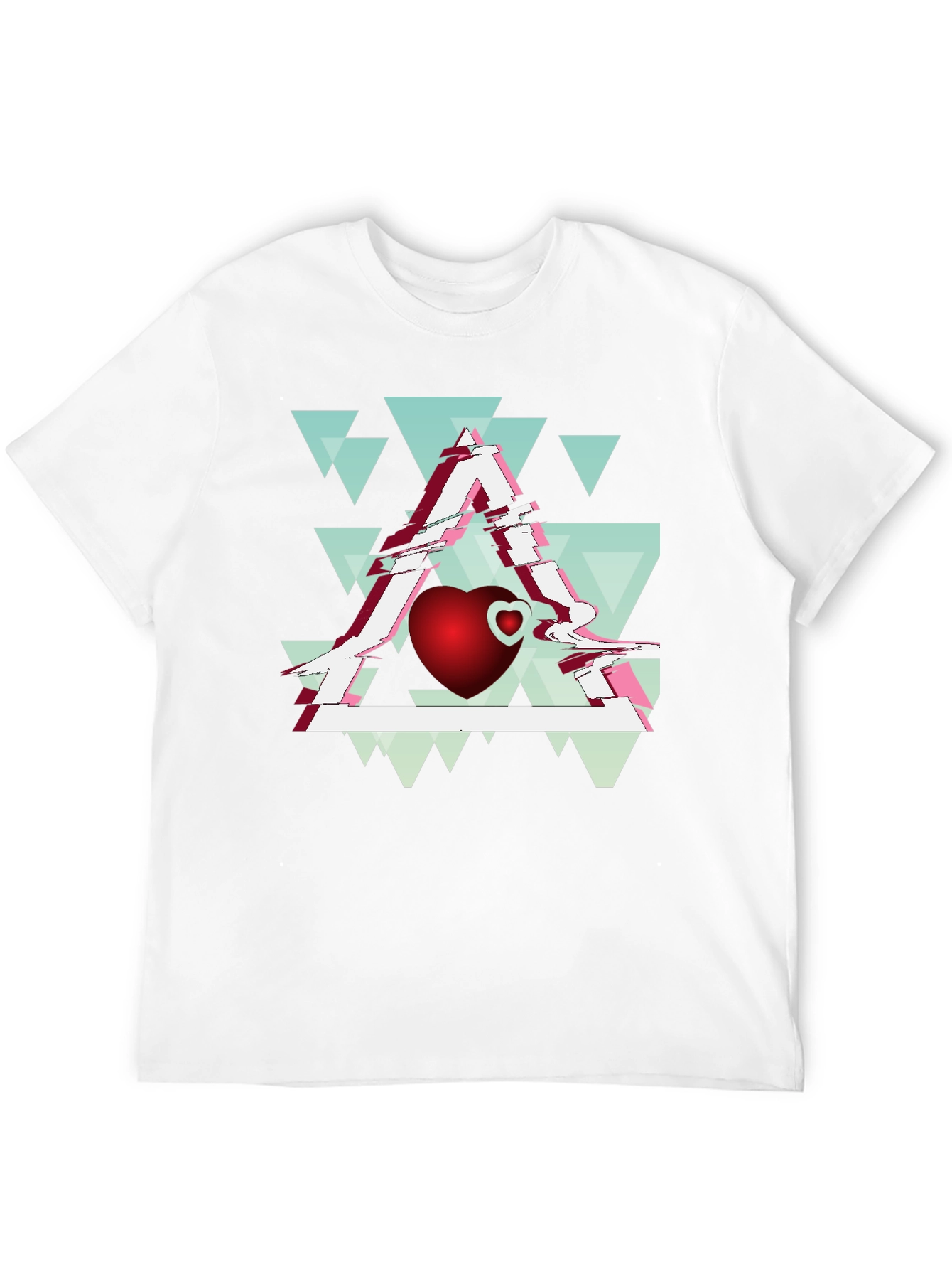 Abstract Heart & Triangle Graphic Tee - Modern Style