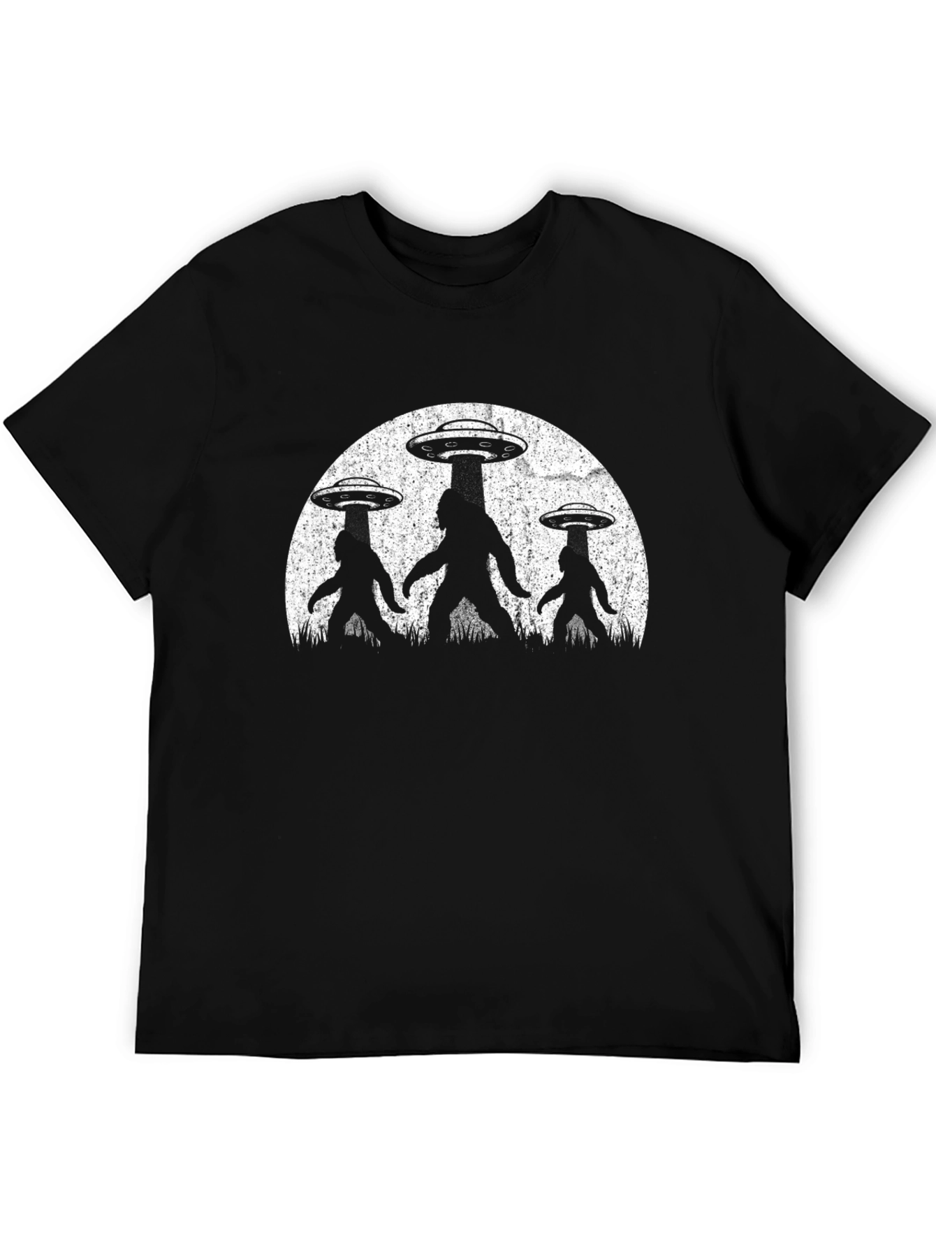 UFO Bigfoot Abduction T-Shirt - Black Alien Tee