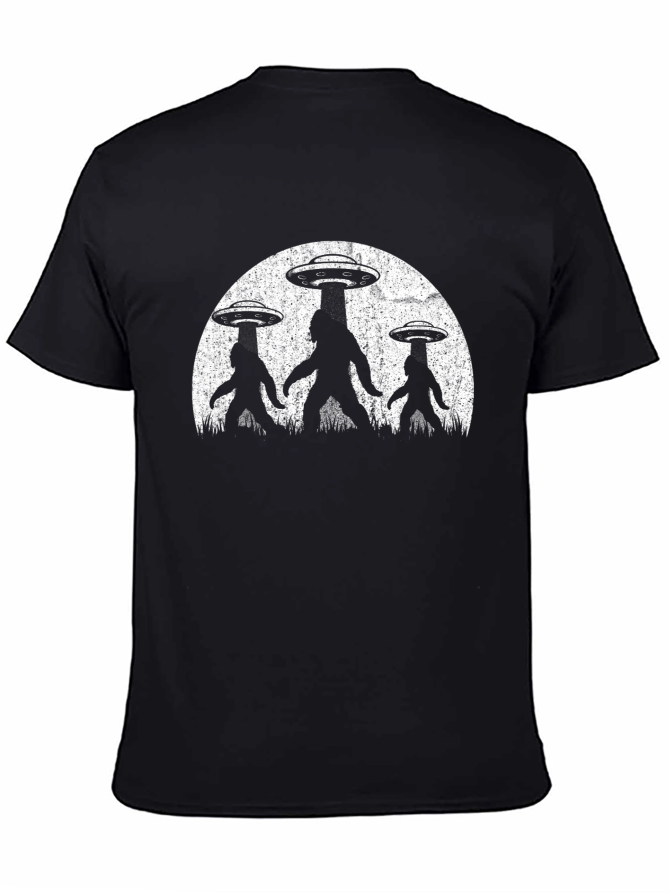 UFO Bigfoot Abduction T-Shirt - Black Alien Tee