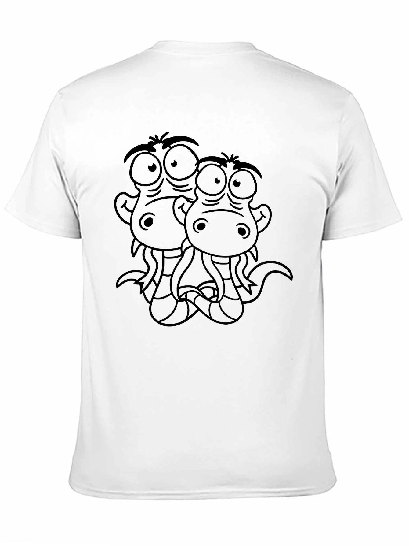 Funny Two-Headed Snake Cartoon Graphic T-Shirt