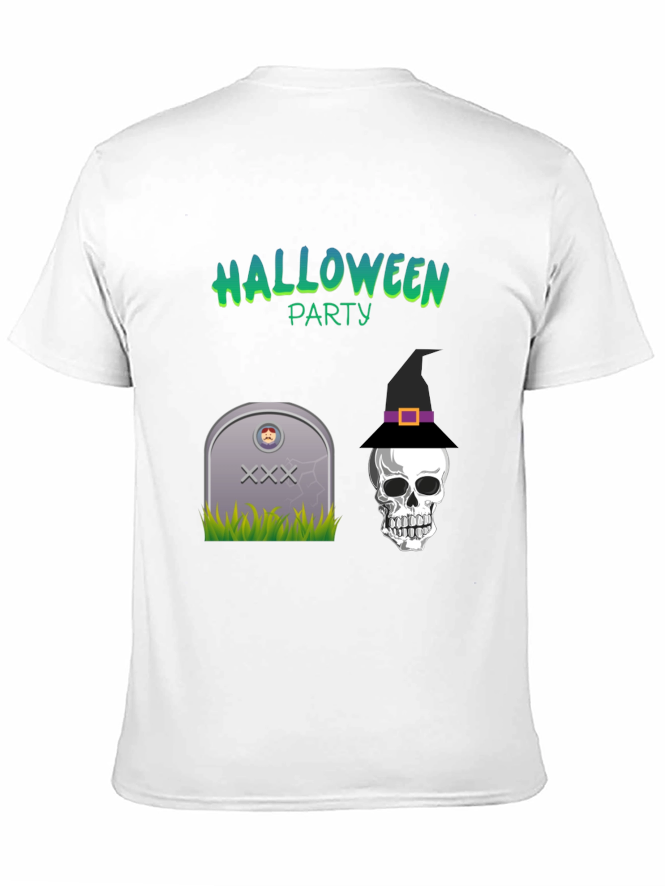 Halloween Party Graphic Tee - Skull & Tombstone Design
