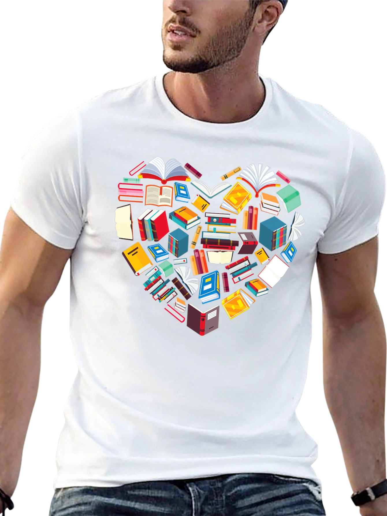 Book Lover Heart Graphic T-Shirt