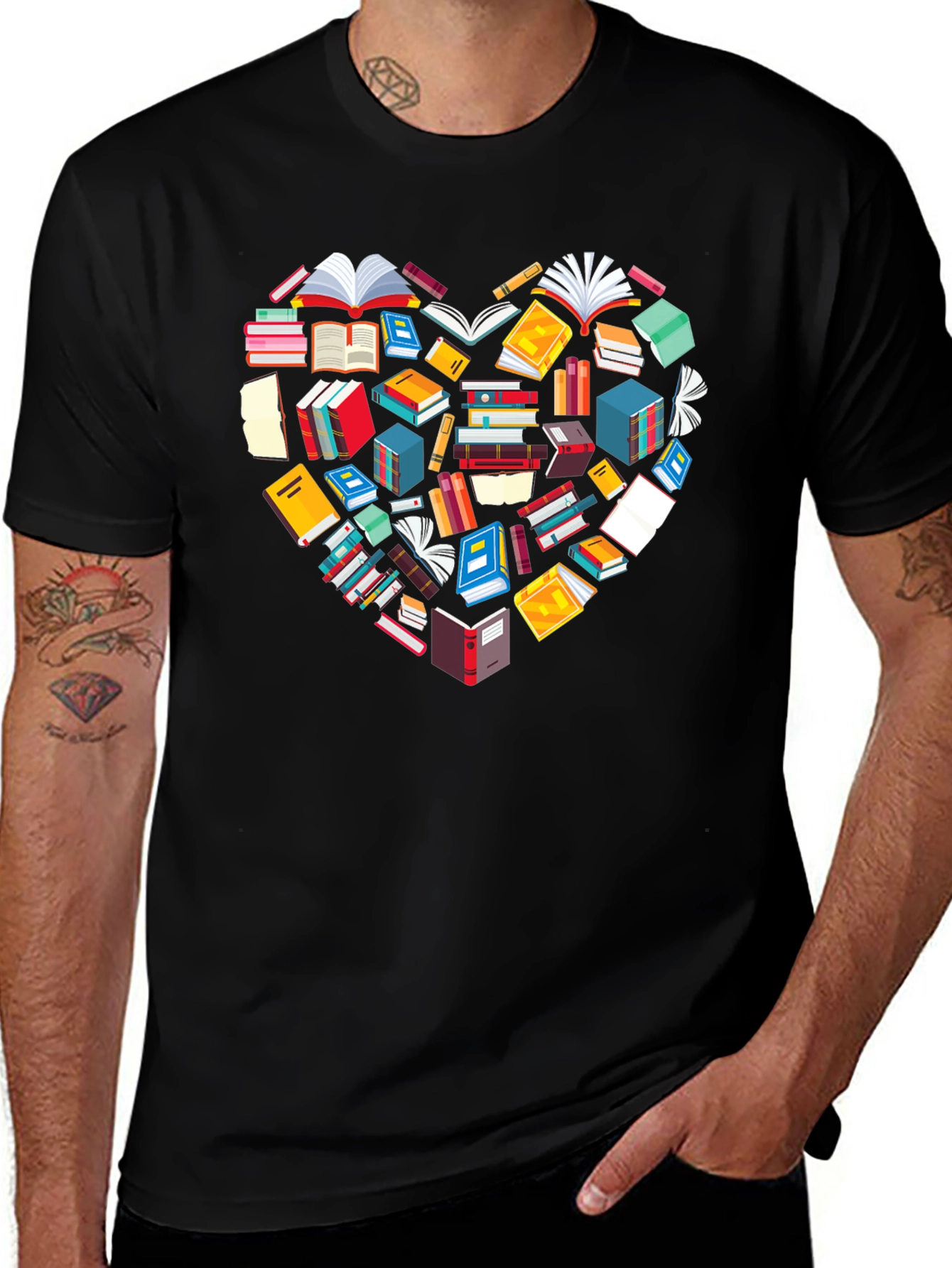 Book Lover Heart Graphic T-Shirt