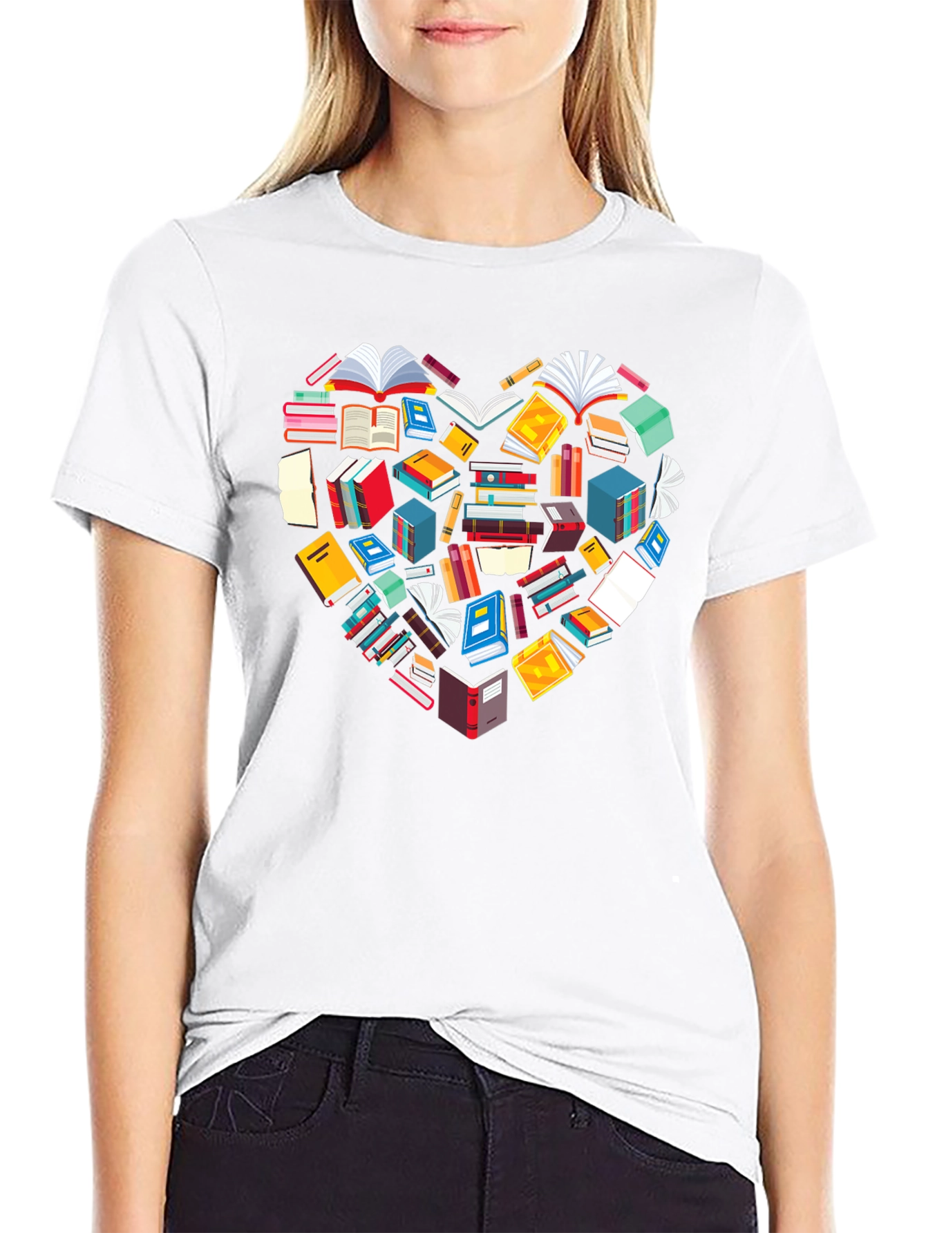 Book Lover Heart Graphic T-Shirt