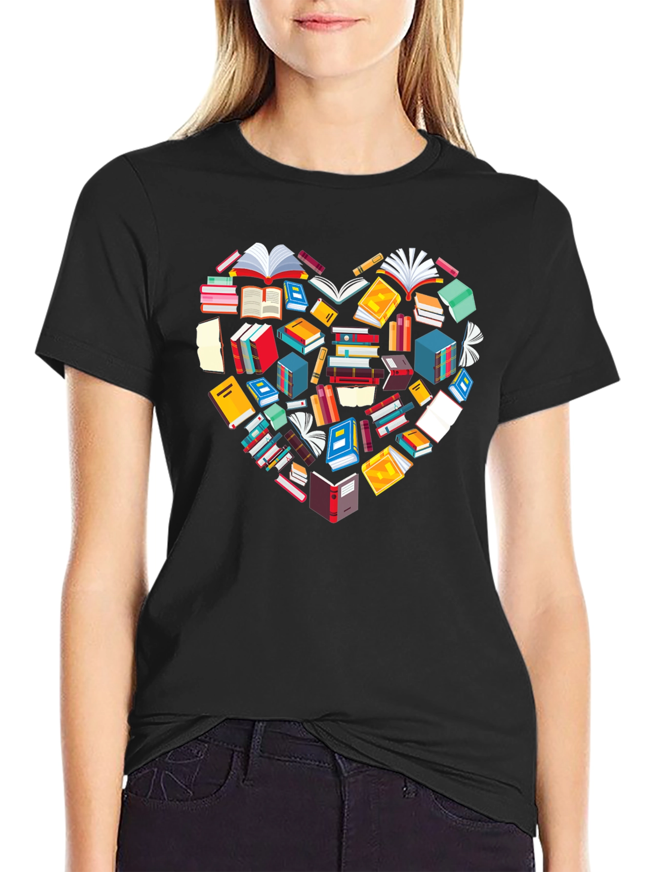 Book Lover Heart Graphic T-Shirt