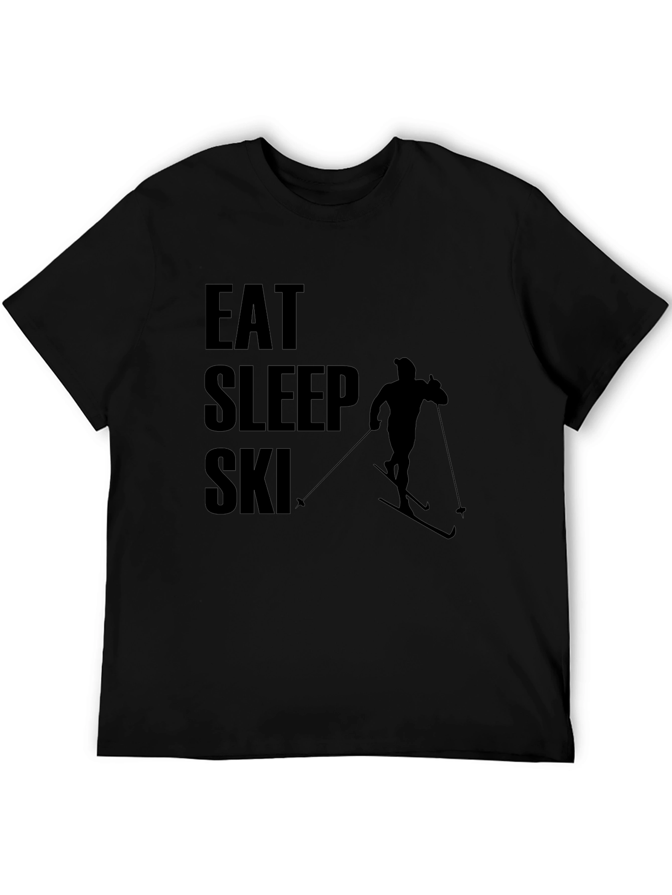 Eat Sleep Ski T-Shirt - Black Graphic Tee