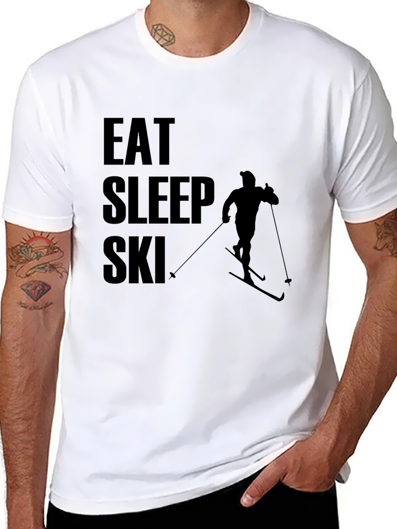 Eat Sleep Ski T-Shirt - Black Graphic Tee