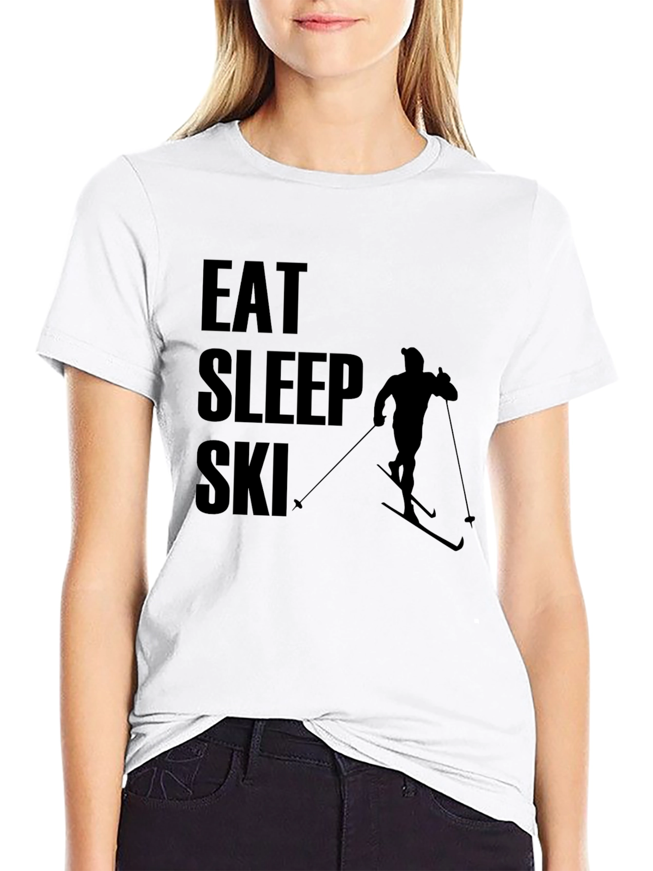 Eat Sleep Ski T-Shirt - Black Graphic Tee