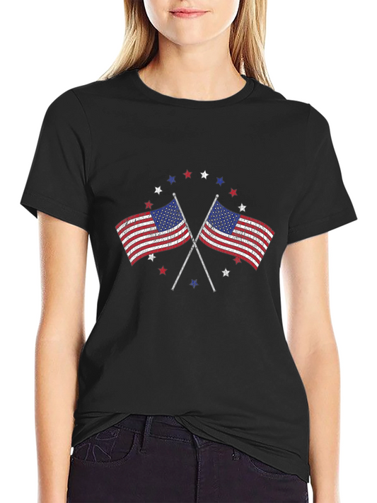 American Flag Graphic Print Mens T-Shirt