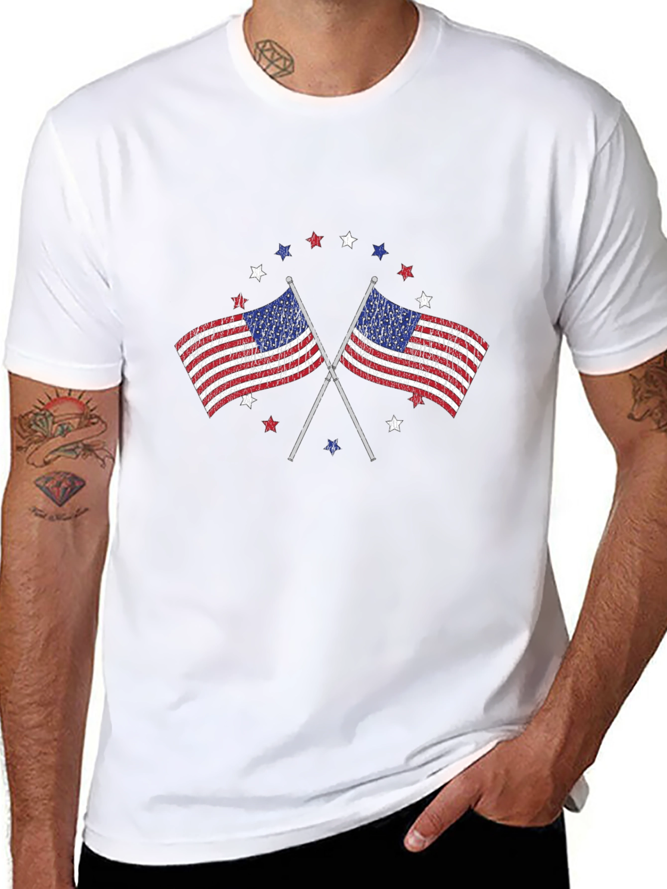 American Flag Graphic Print Mens T-Shirt