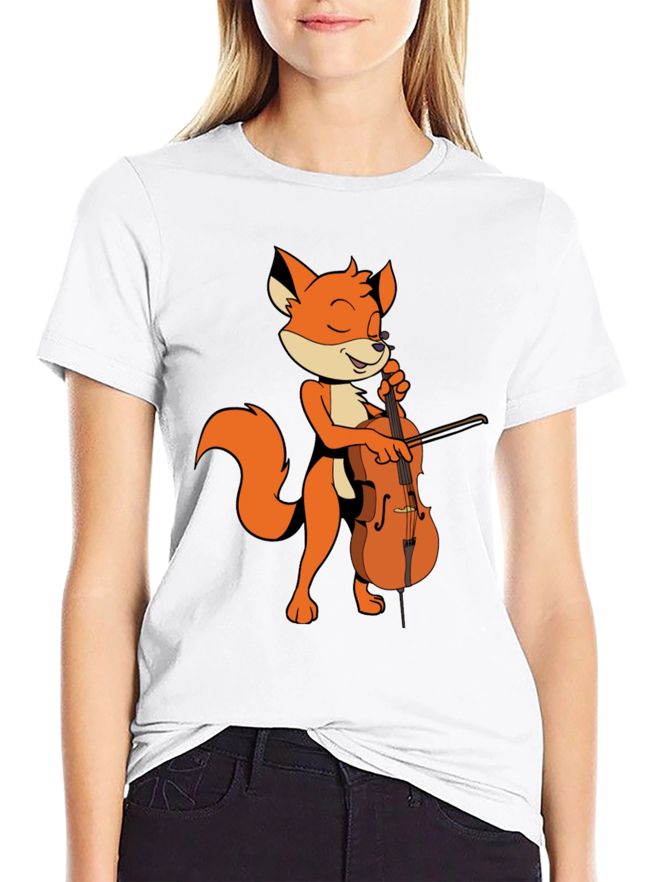 Fox Playing Cello Graphic Tee - Unique Musician Shirt