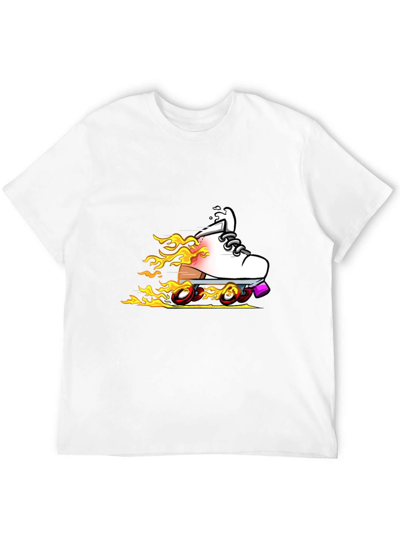Fiery Roller Skate Graphic T-Shirt - Black