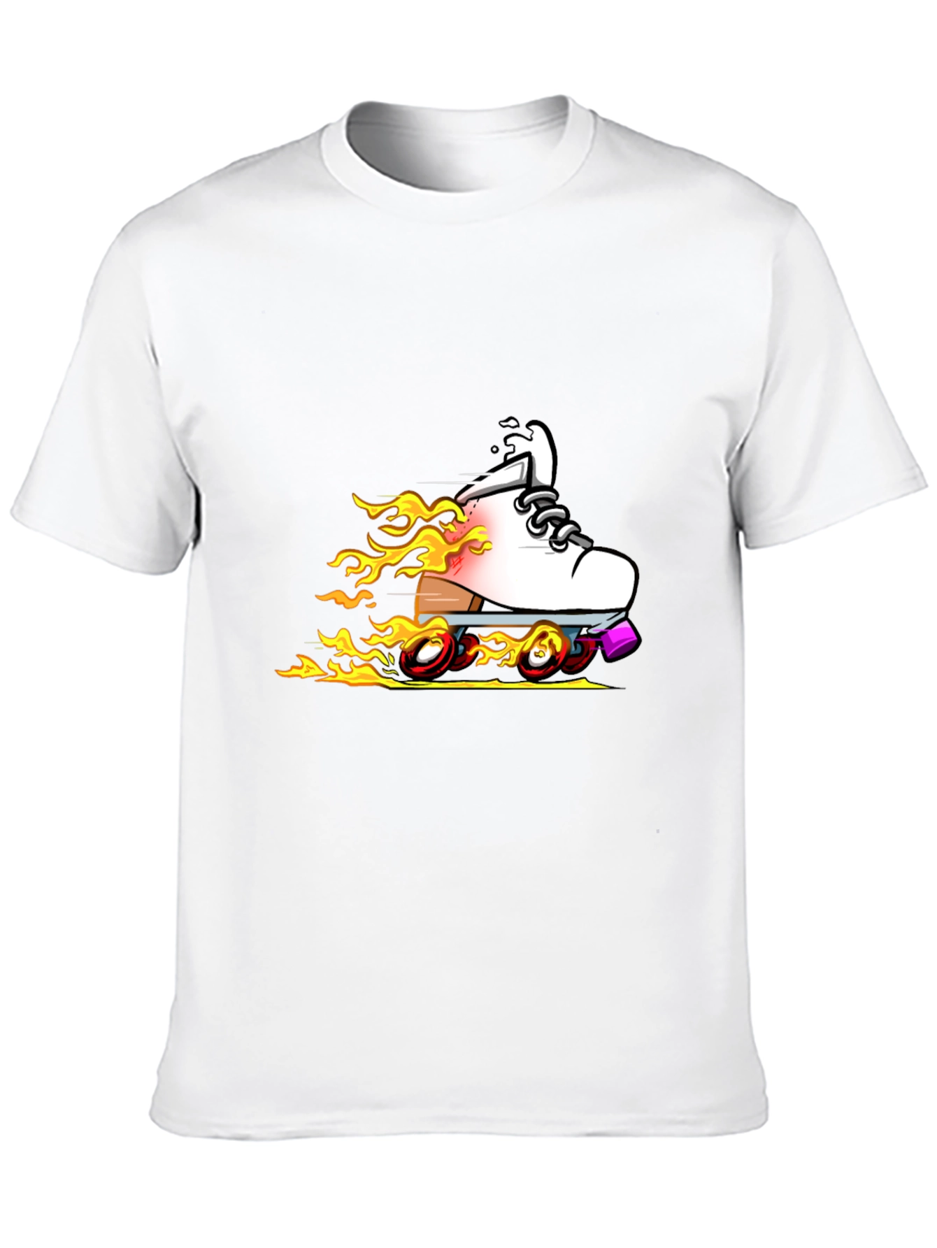 Fiery Roller Skate Graphic T-Shirt - Black