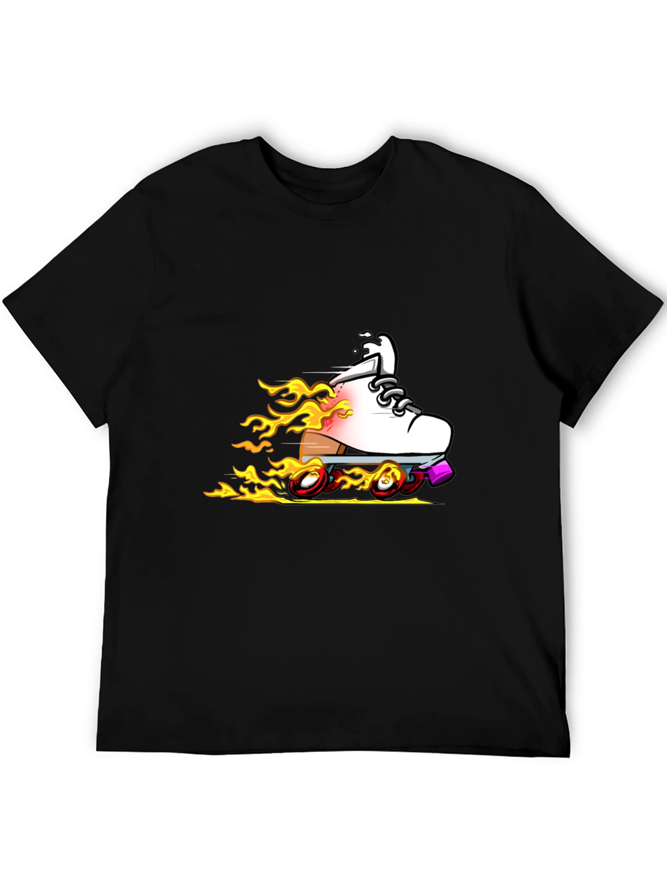 Fiery Roller Skate Graphic T-Shirt - Black