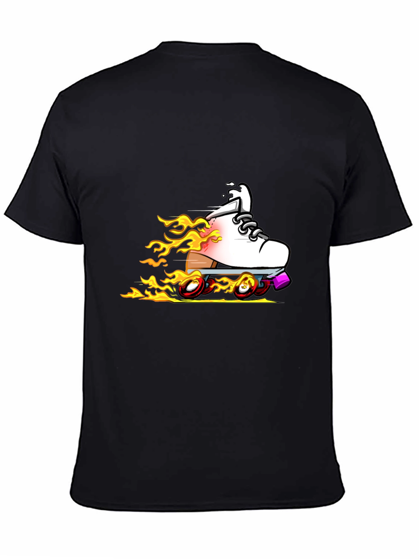 Fiery Roller Skate Graphic T-Shirt - Black