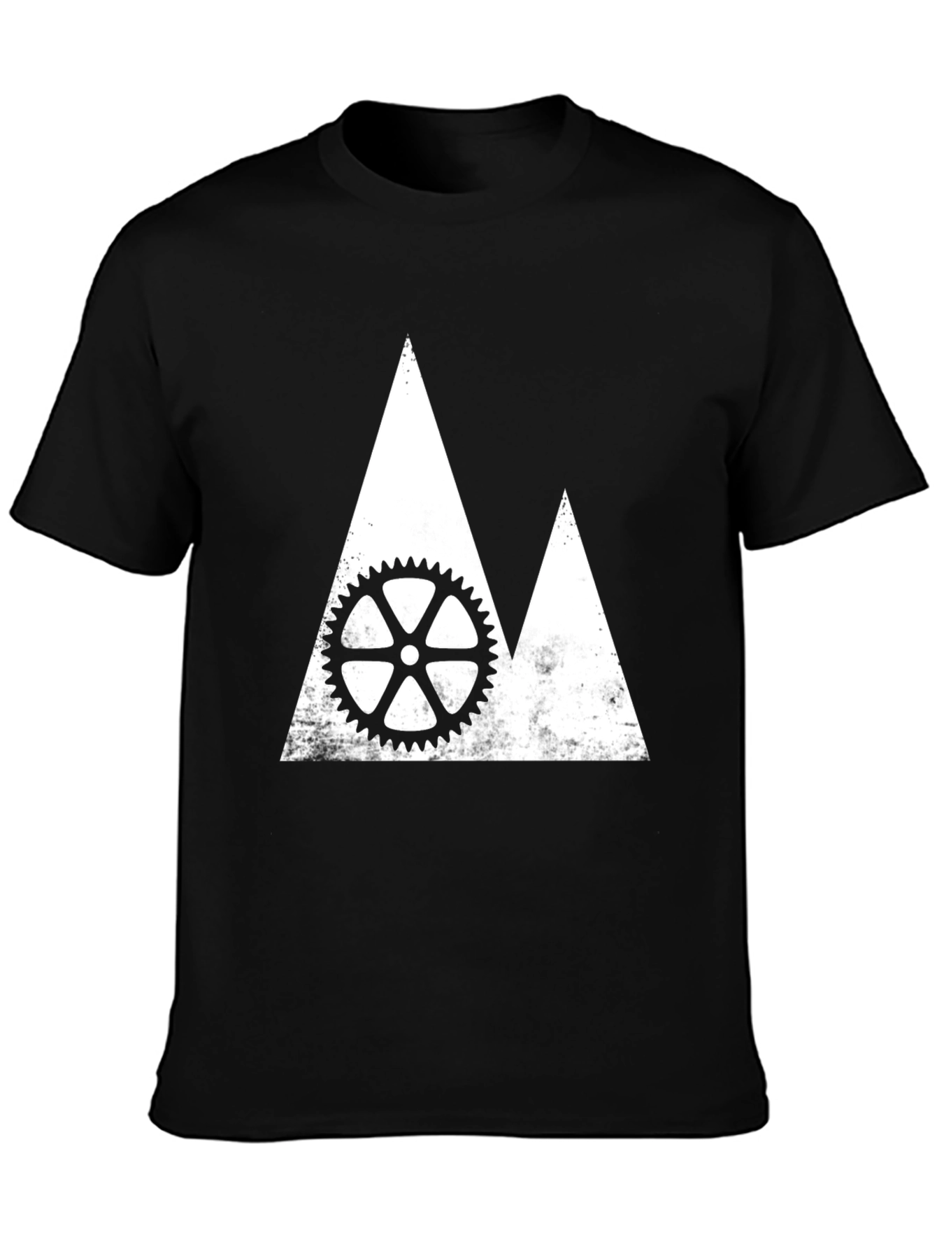 Mountain Bike Gear Graphic Tee - Black Cotton Shirt