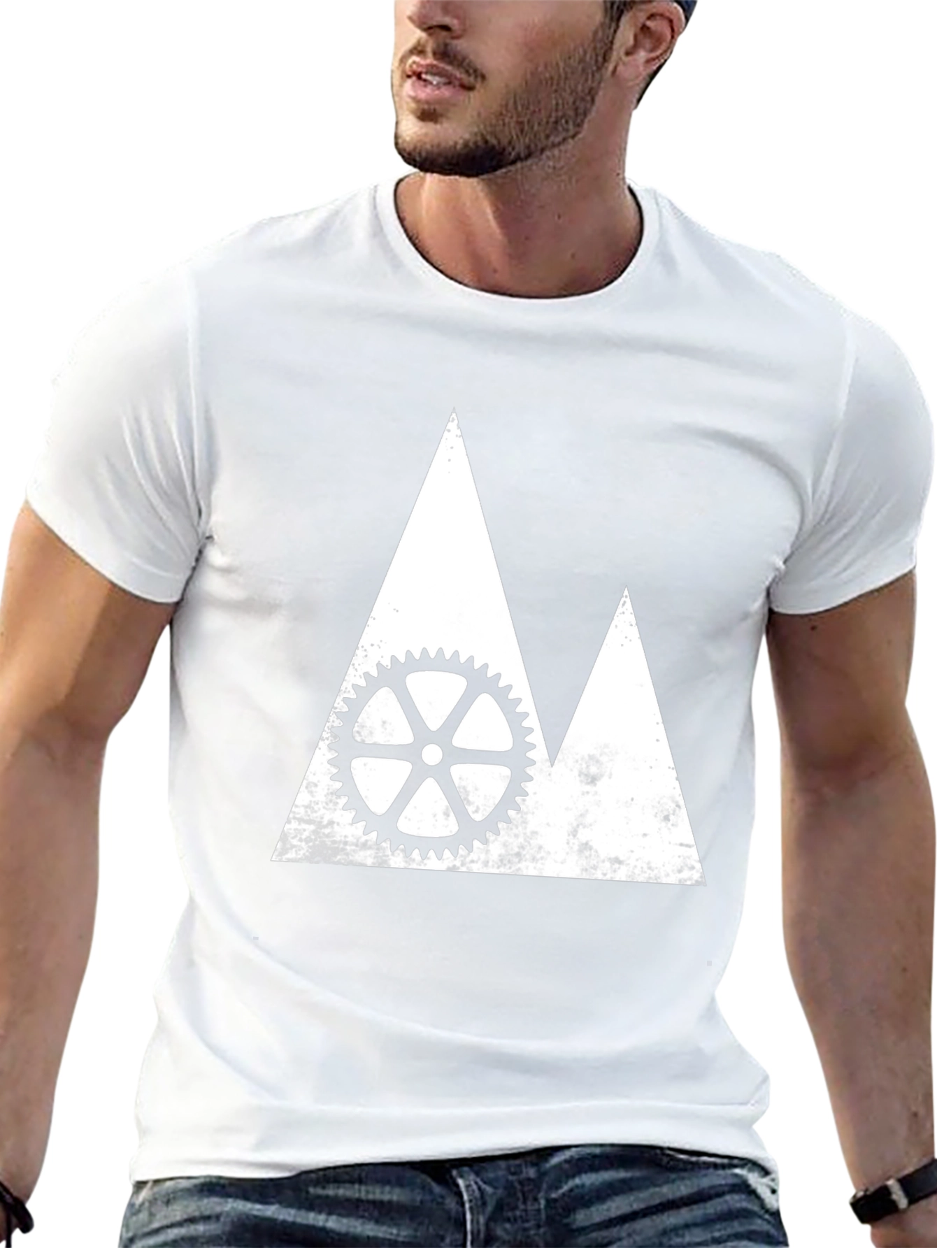 Mountain Bike Gear Graphic Tee - Black Cotton Shirt