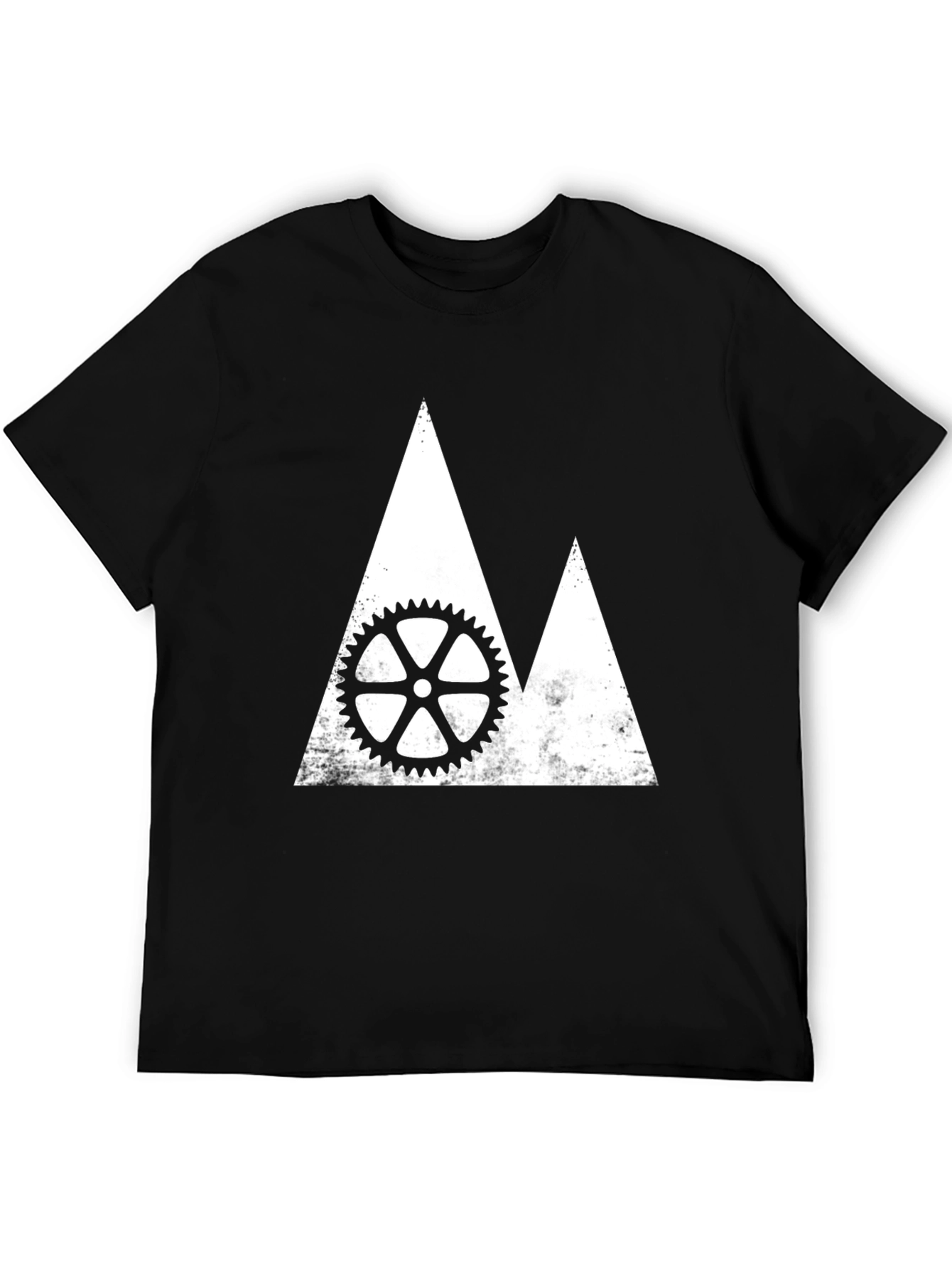 Mountain Bike Gear Graphic Tee - Black Cotton Shirt
