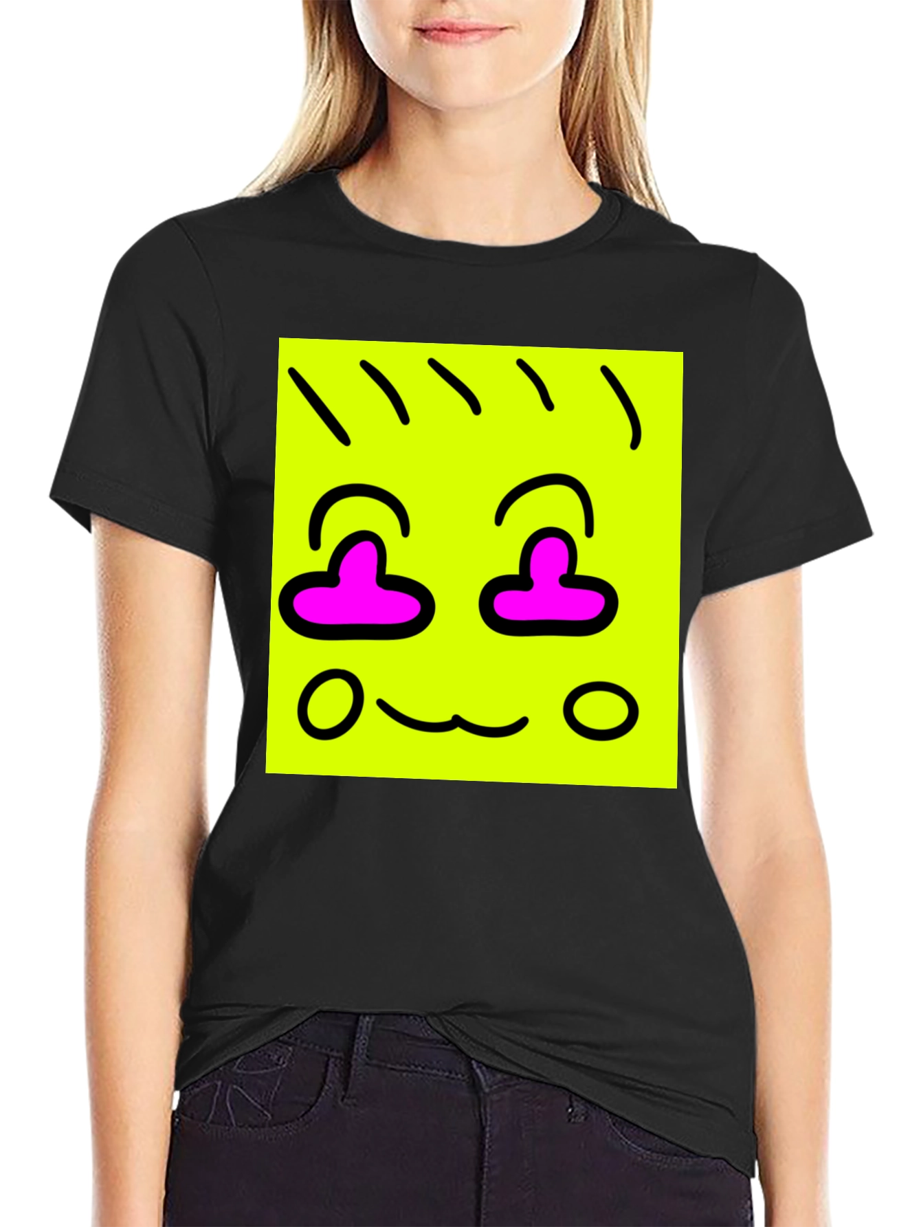 Funky Face Graphic Tee - Black Cotton Blend