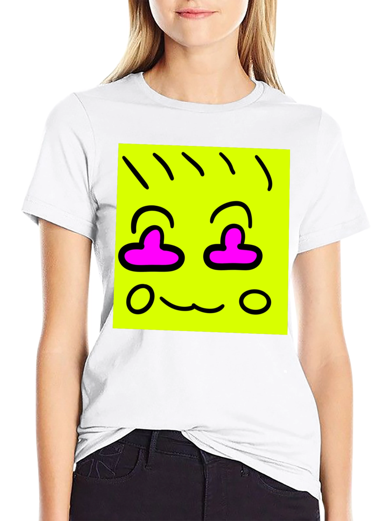 Funky Face Graphic Tee - Black Cotton Blend