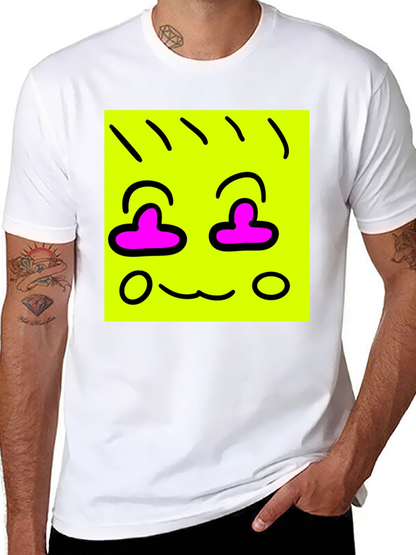 Funky Face Graphic Tee - Black Cotton Blend