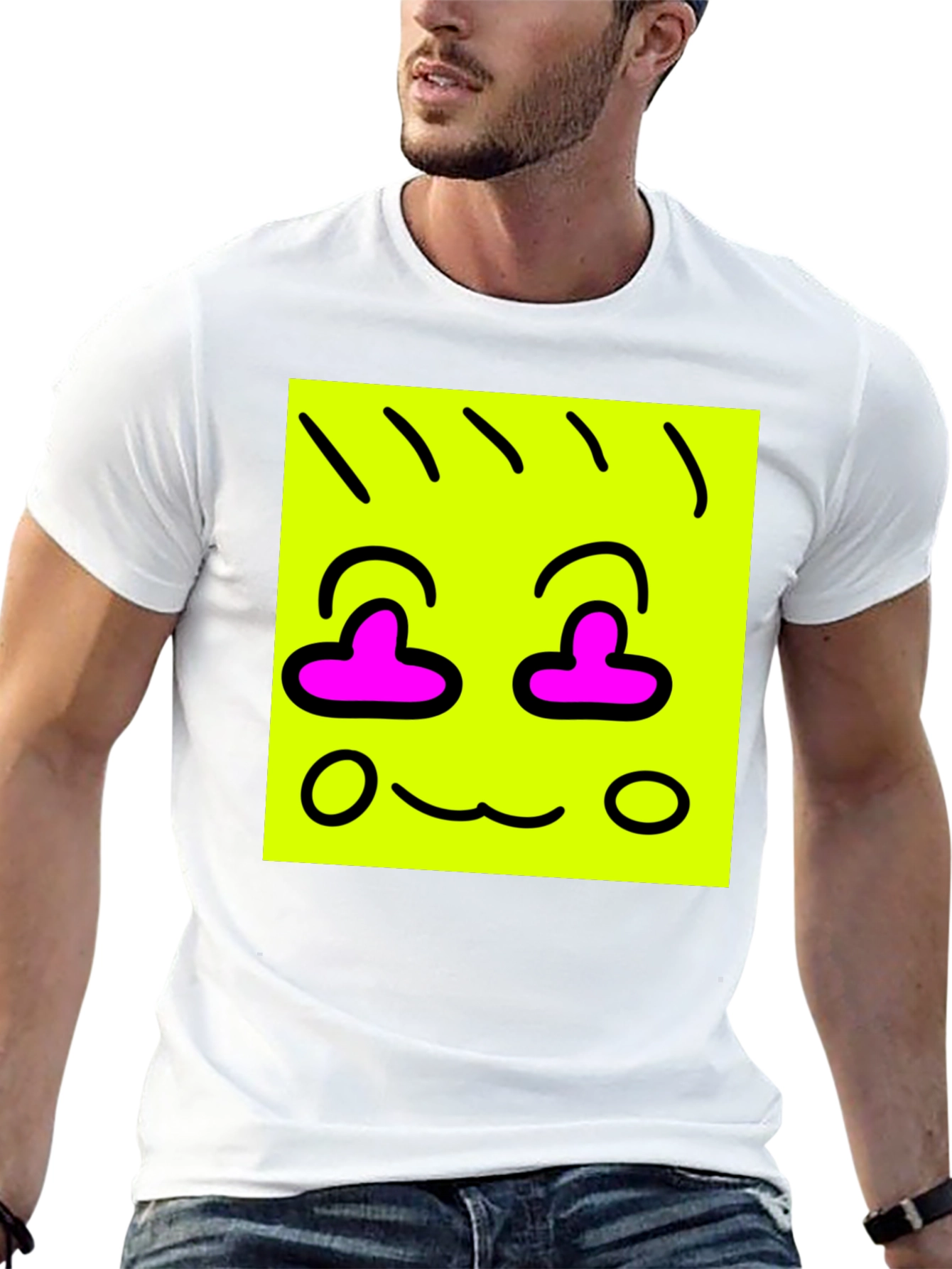 Funky Face Graphic Tee - Black Cotton Blend