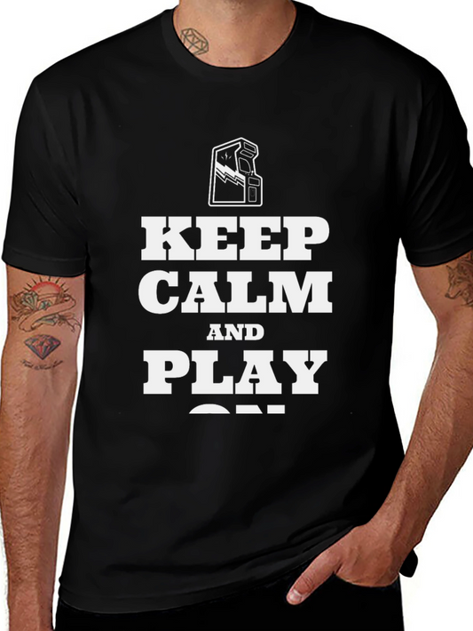 Keep Calm and Play On T-Shirt - Retro Gamer Tee