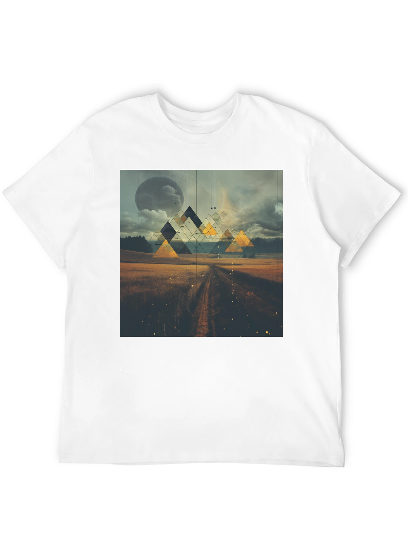 Abstract Geometric Landscape Black T-Shirt