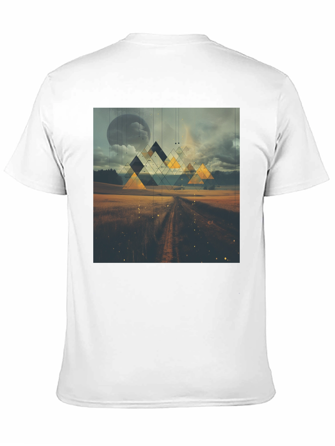 Abstract Geometric Landscape Black T-Shirt