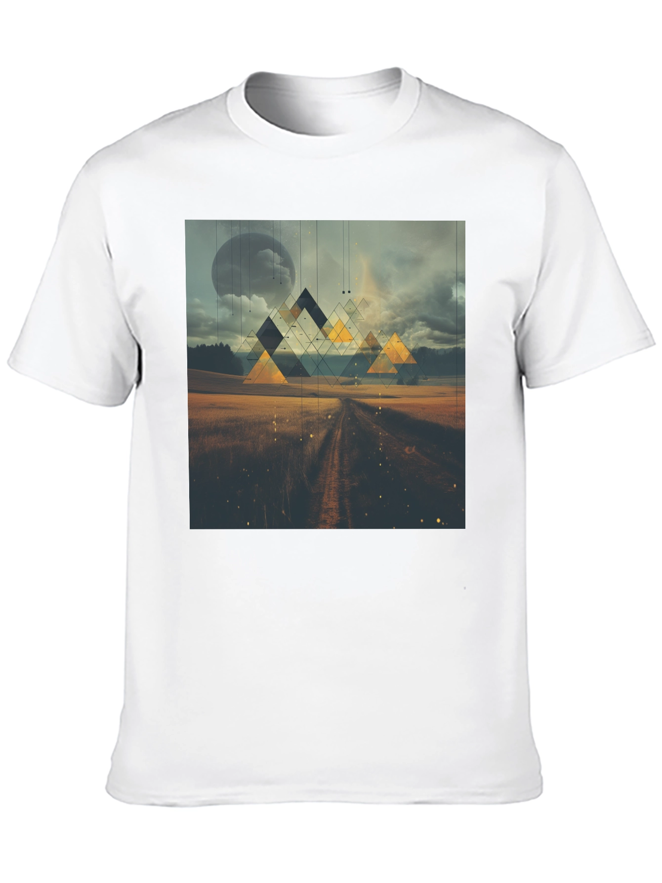 Abstract Geometric Landscape Black T-Shirt