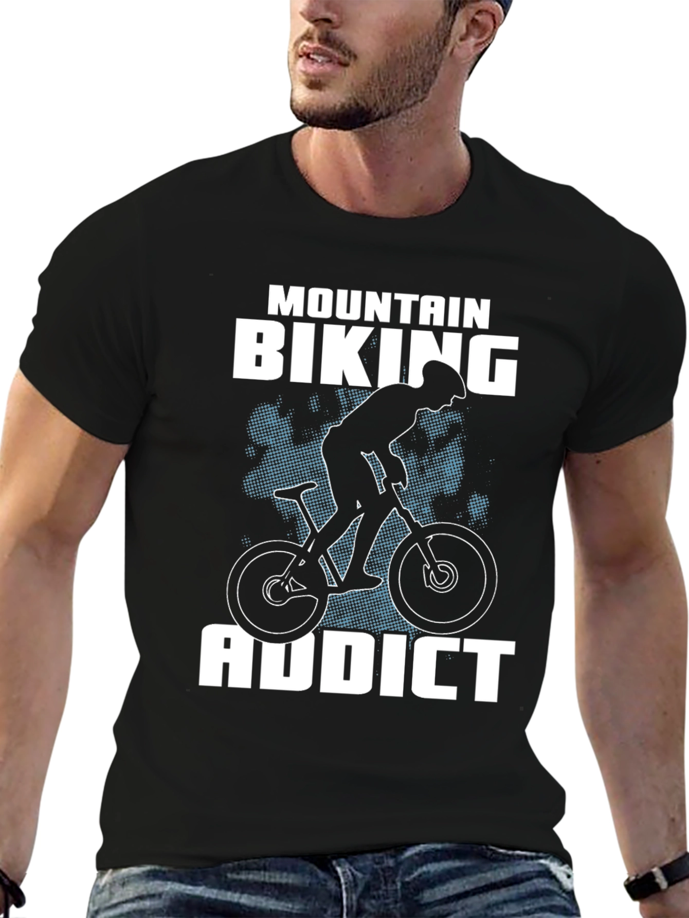 Mountain Biking Addict T-Shirt - Black