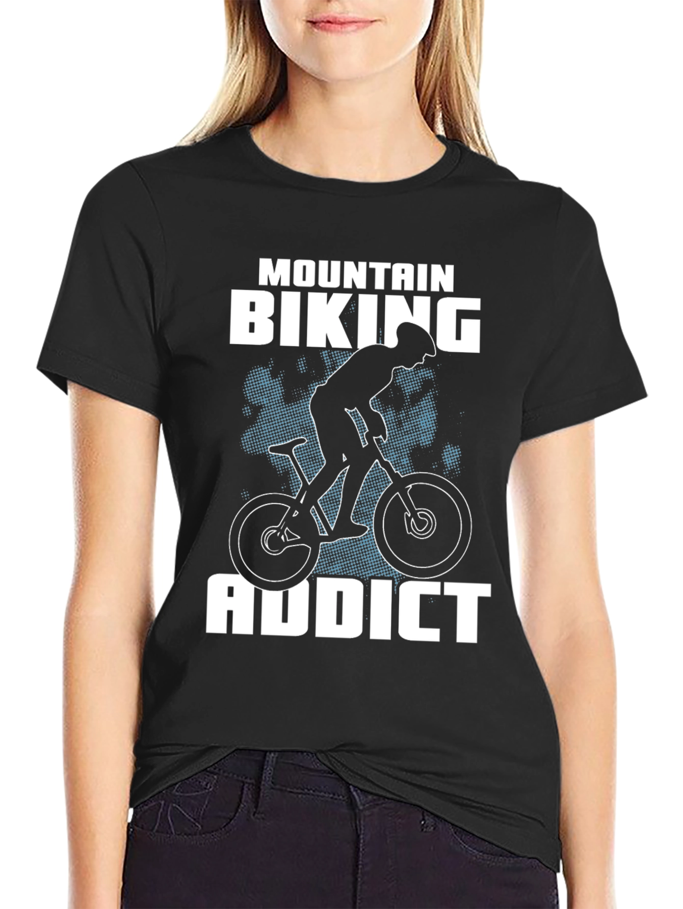 Mountain Biking Addict T-Shirt - Black