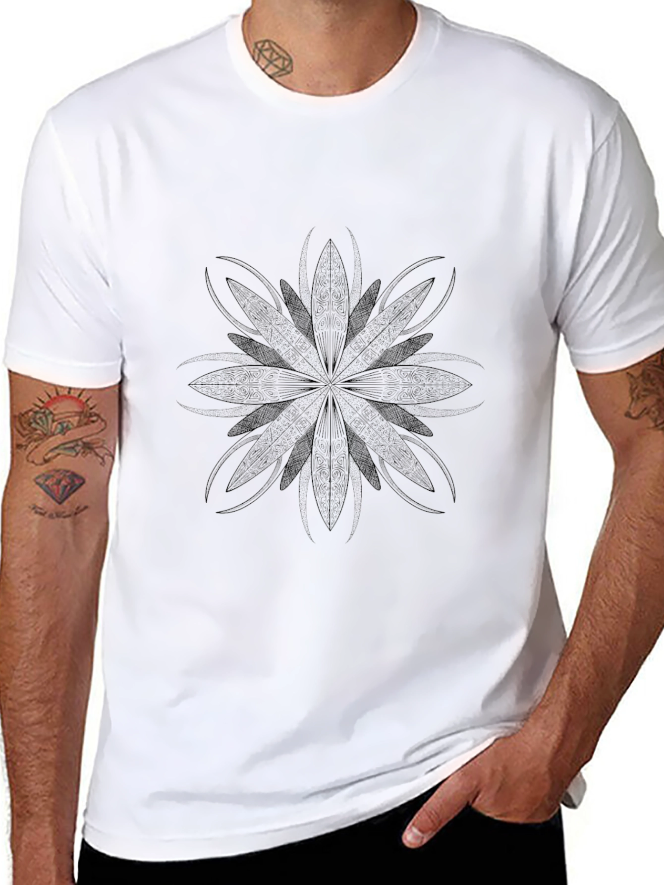 Black Floral Mandala Graphic Tee