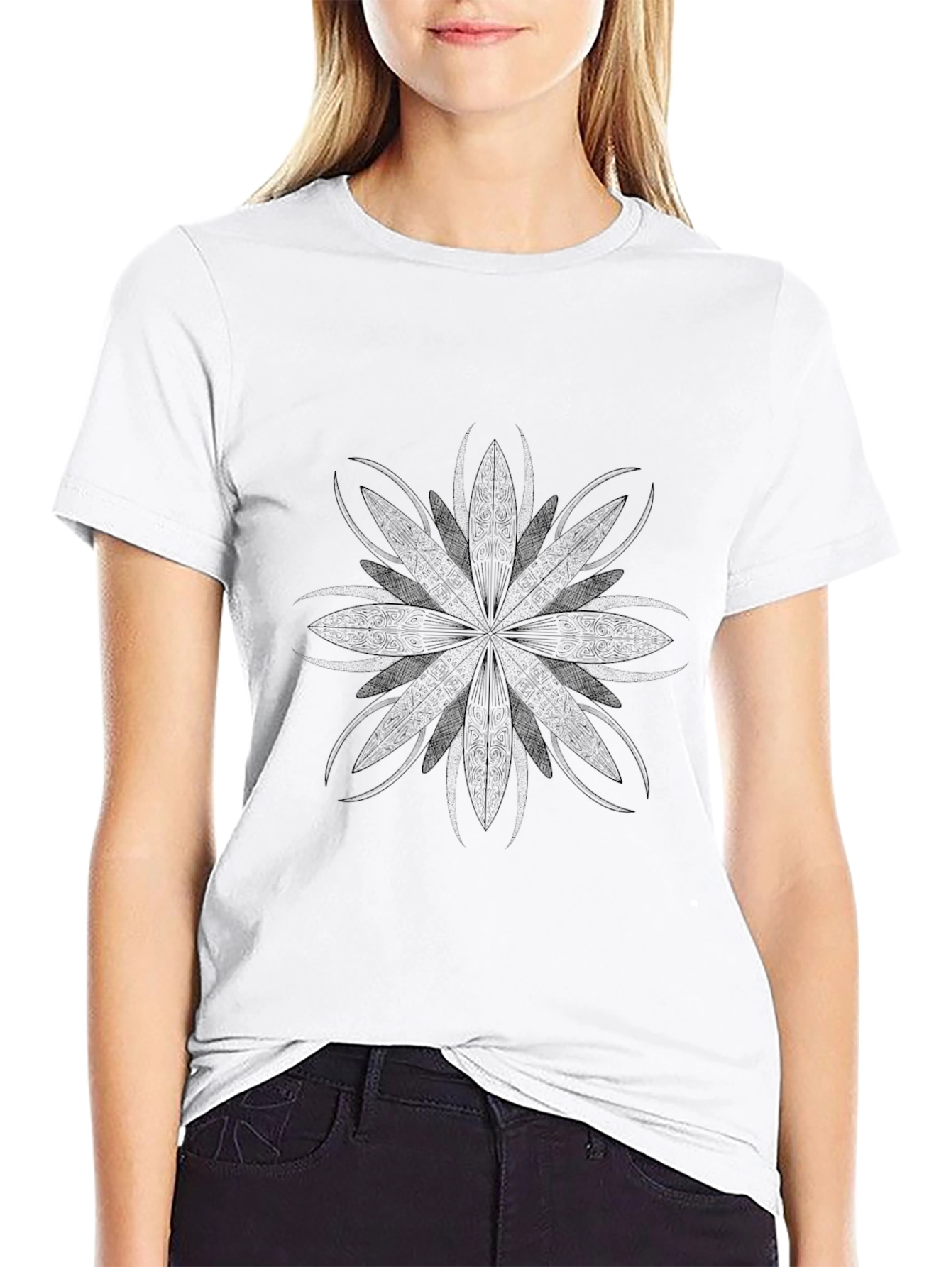 Black Floral Mandala Graphic Tee
